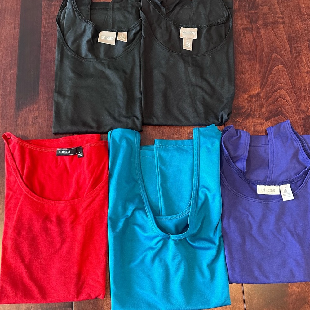 Chicos and Elements Tank Tops Size Large - Black, Red, Blue, Purple